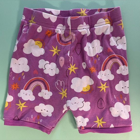 Old Navy Clouds & Rainbows Purple Short Sleeve T-Shirt & Shorts Pajama, Size 5T - Picture 5 of 9